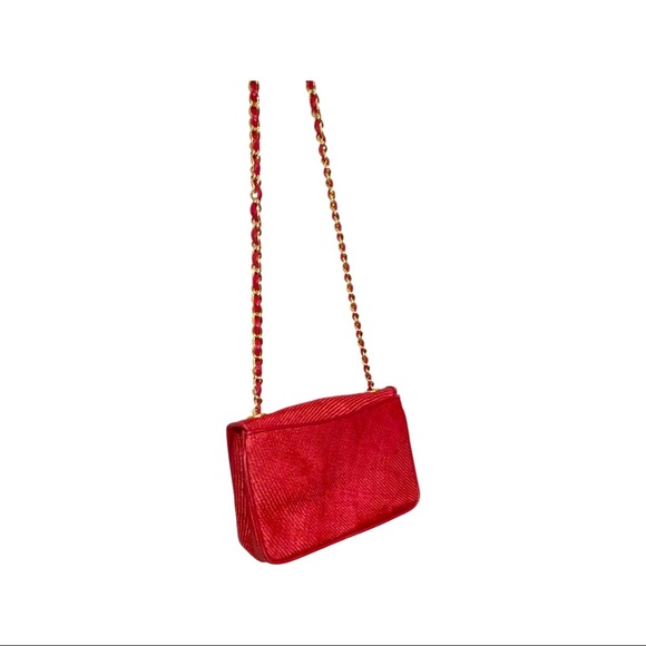 Chanel Deauville Red Canvas Logo Satchel Bag - Picture 5 of 5